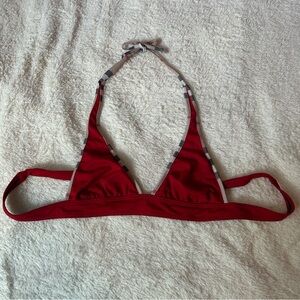 Burberry Red Check Trim Bikini Top
